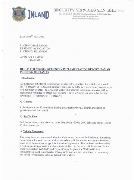 1st Feb 2010 Report Page 1